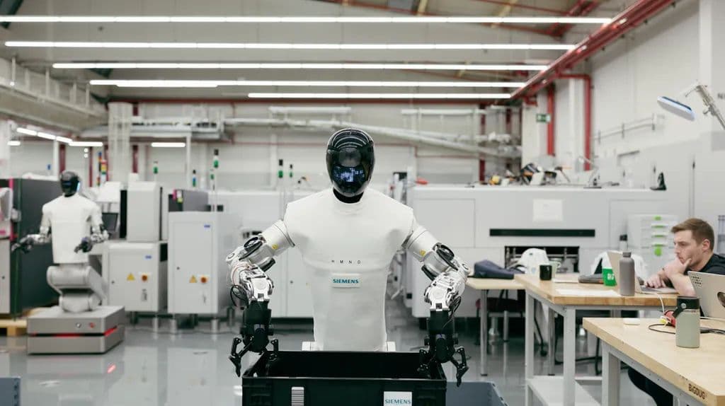 HMND 01 wheeled humanoid robot at the Siemens factory in Erlangen